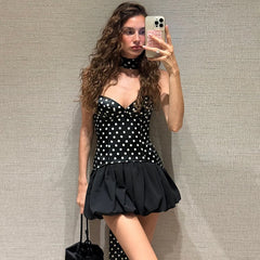 Retro polka dot a-line dress perfect for cocktail and brunch events
