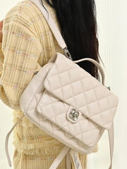 PU leather retro mini backpack in white with soft straps