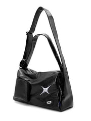 Oversized casual black handbag with zipper closure