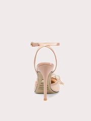 Romantic bow mesh party footwear with stiletto heel
