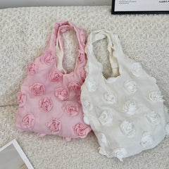 Y2K pastel pink handbag with romantic rose details