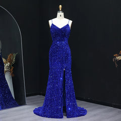 Full-length view of a backless mermaid gown with an all-over shimmer