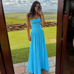 Ruched bodice a-line dress for effortless summer elegance