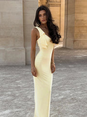 Backless sleeveless summer evening gown