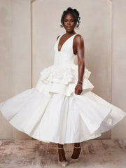 Lightweight A-line dress with layered ruffle detailing