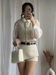Sash belt vest co-ord set layered for autumn smart casual outfits