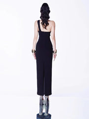 Sculpted black cut-out gala gown perfect for dramatic entrances