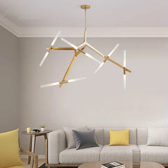 Sculptural geometric chandelier as home lighting centerpiece