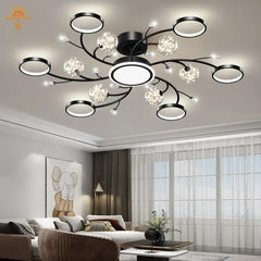 Sculptural LED flush chandelier for cozy bedroom lighting