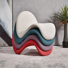 Sculptural wave lounge chair in textured fabric