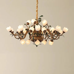 Semiflush mount living room flower lamp casting soft ambiance