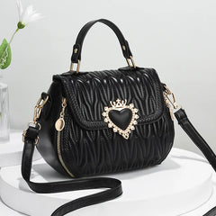 Stylish women’s PU leather shoulder purse with gold accents