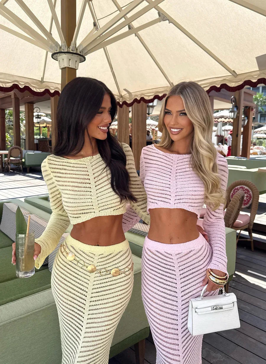 Full resort-style knit co-ord with relaxed movement and flattering slim fit