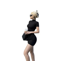 High stretch pullover style little black dress