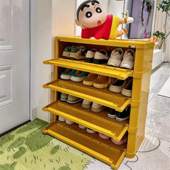 “Side view of yellow plastic bedroom cabinet with modern decor”