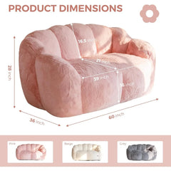 “Side view of ultra-soft bean bag loveseat in minimalist room”

