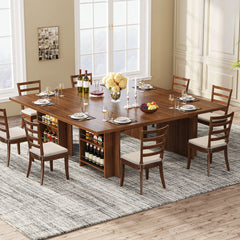 side angle view of industrial style table in modern dining room

