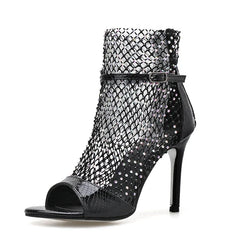 Elegant evening heels with glitter rhinestones