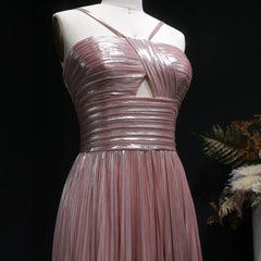 Minimal strap evening dress with textured tulle skirt and gentle pleating