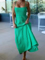 Casual summer knit midi dress with open back
