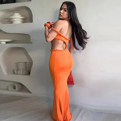 Sleek bodycon maxi dress for women shown in an elegant setting