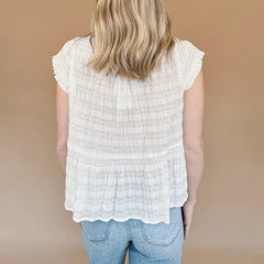 A sleeveless casual maternity vest, showing the comfortable fit.