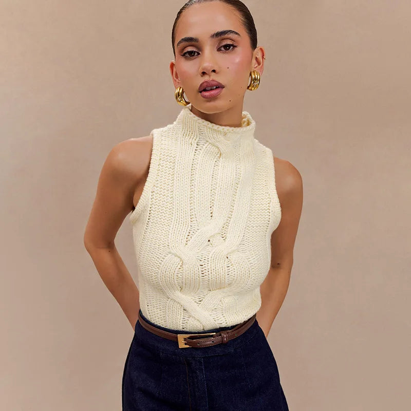 A close-up shot of the soft, fine-yarn knit and the timeless silhouette.