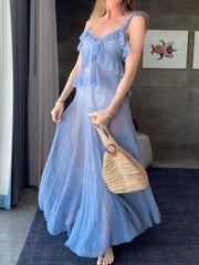 Sleeveless lace maxi dress designed for brunch and dreamy vacations