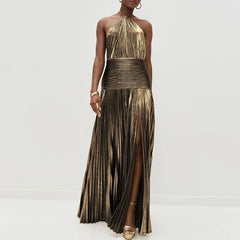 The slim fit of the dress, highlighting its flattering silhouette.