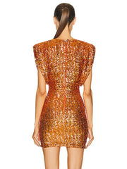 The slim fit of the dress, highlighting its flattering silhouette.