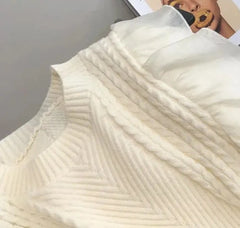 Preppy style patchwork knit sweater for autumn