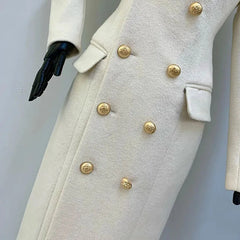 Slim structured wool-blend coat with turn-down collar