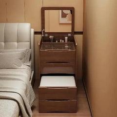Small bedside cabinet with three drawers and makeup storage