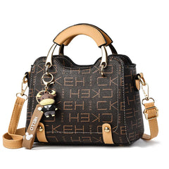 Small square PU leather crossbody satchel with letter print