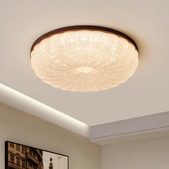 Smart LED crystal acrylic lamp mounted on a living room ceiling