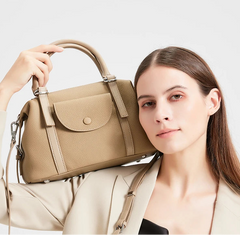 Soft cowhide leather shoulder bag in a structured satchel silhouette