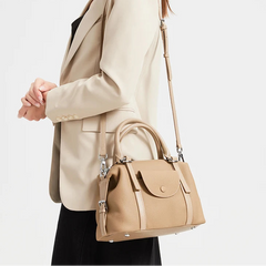 Elegant cowhide satchel styled for versatile daily use