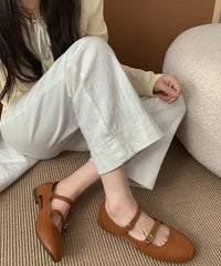 Comfortable cushioned Mary Jane flats on display
