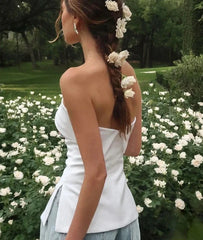 Strapless summer tube top styled for casual look