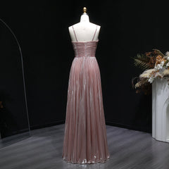 Floor-length prom dress with boat neckline and softly gathered bodice