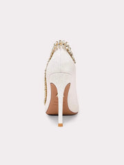 Sparkling formal evening pumps in white with crystal detail