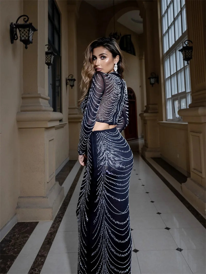 Sparkling gala matching set for women with luxury details