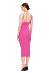Spaghetti strap midi dress with refined ruching and smooth finish