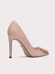 Women’s luxury silk party heels with square buckle