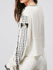 Statement boho blouse with black detail and long sleeves