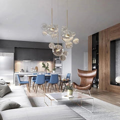 Statement bubble lamp over kitchen island for stylish lighting