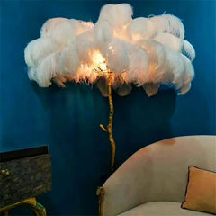 Statement floor lamp in home lounge with artistic design