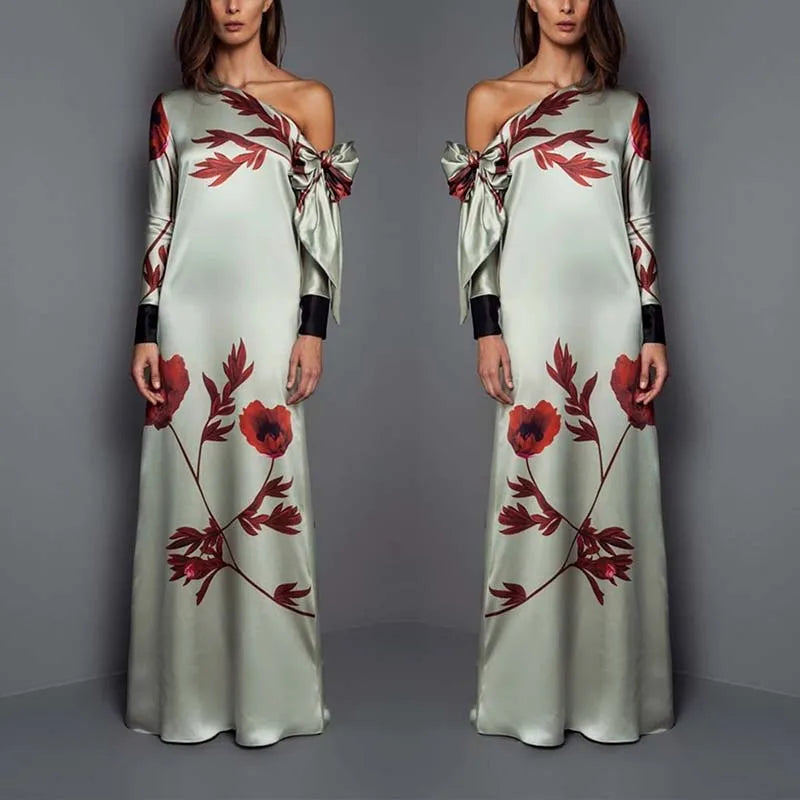 Statement floral print dress for weddings and gallery nights