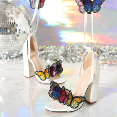 Super-high square heel sandals for parties and events