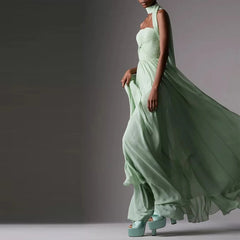 Strapless dress featuring ribbon neckline and soft pleats

